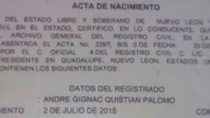 Un ni&ntilde;o fue registrado con el nombre de Gignac en la ciudad de Monterrey&nbsp;