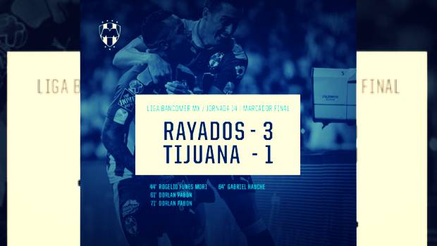 Los Rayados de Monterrey lucieron superiores a Xolos de Tijuana y vencieron 3-1.