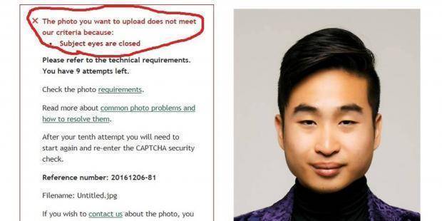 Resultado de imagen para Software de reconocimiento facial le pide abrir los ojos a un asiático