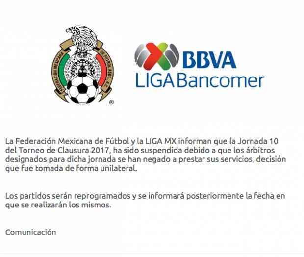 La Liga MX confirma la suspensión de todos los partidos de 