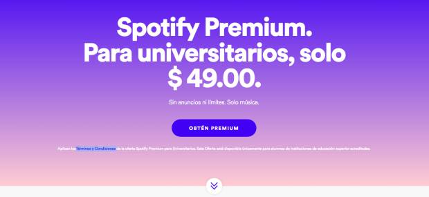 Ofrece Spotify Premium descuento de 50% a estudiantes