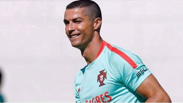 Ronaldo durante la concentración de Portugal
