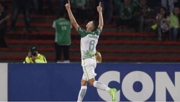 Uribe celebra anotación con Atlético Nacional.