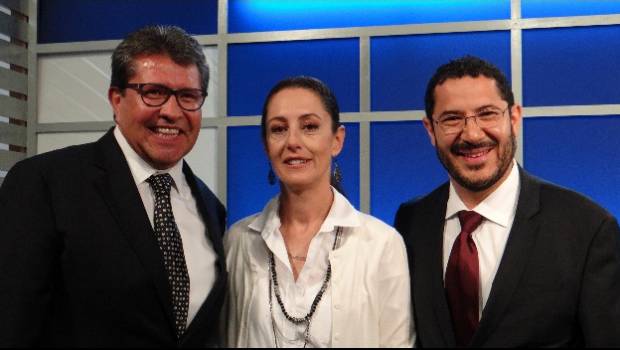 Ricardo Monreal, Claudia Sheinbaum y Martí Batres en Radio Fórmula.