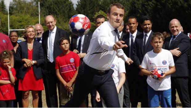 Macron en evento del PSG.