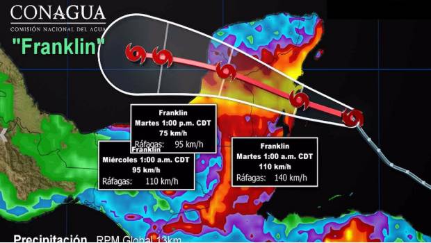 Trayectoria de la tormenta tropical Franklin
