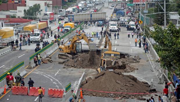 Obras de rehabilitación en el Paso Exprés. 