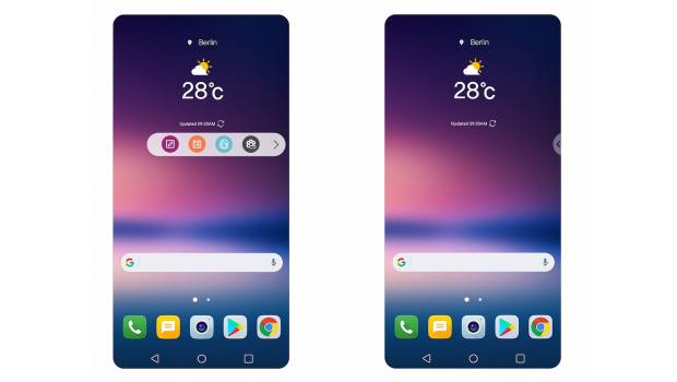 La nueva barra flotante del LG V30.