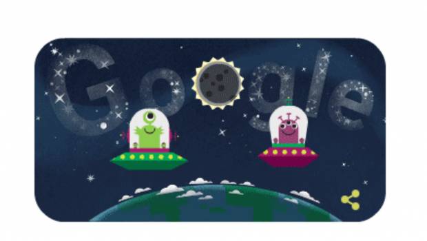 El nuevo doodle que conmemora el eclipse total de sol.