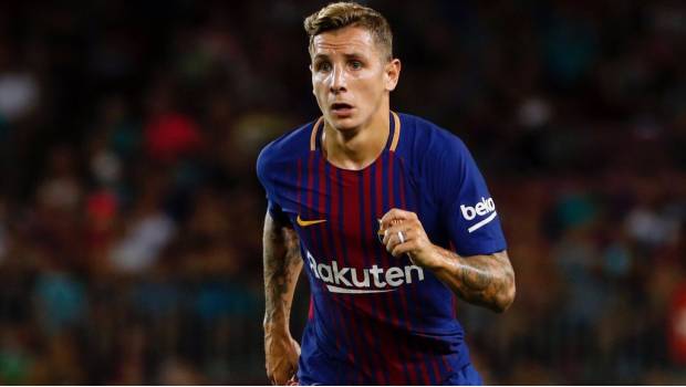 Digne con la casaca blaugrana.