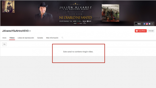 'Desaparece' música de Julión Álvarez de YouTube y Spotify