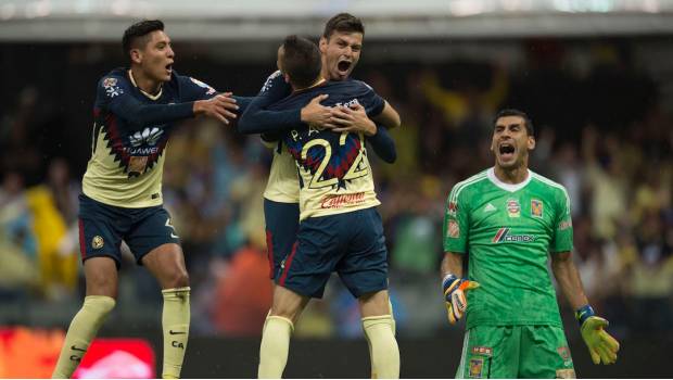 Alejandro Díaz marcó el gol del empate para las Águilas 