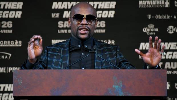 Floyd Mayweather durante la conferencia de prensa.