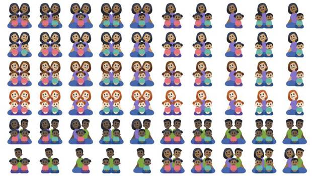 Los nuevos tonos de piel en los emojis de familia en Facebook.