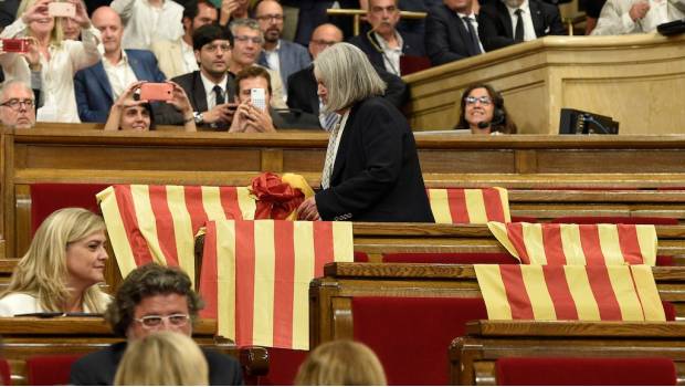 Votación para aprobar ley independentista en Parlamento de Cataluña