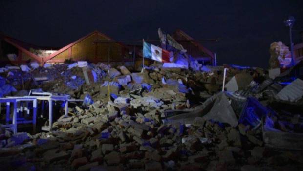 Palacio municipal de Juchitán en ruinas tras sismo.