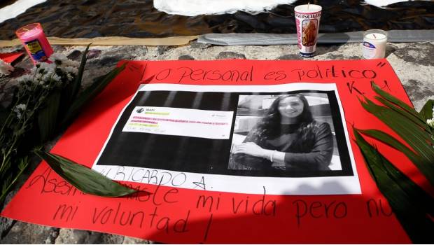 Protesta en Puebla tras feminicidio de Mara Fernanda