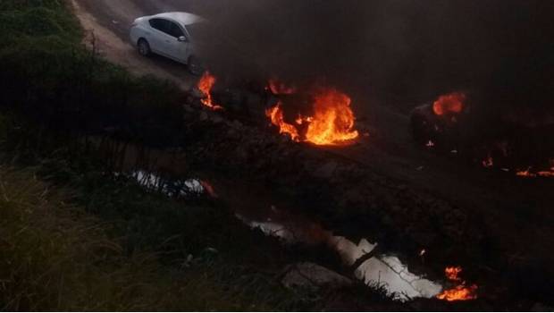 Incendio en toma clandestina en León, Guanajuato