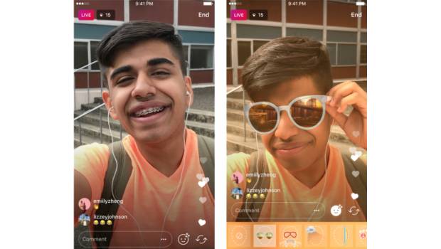 Filtros faciales en Instagram Live.