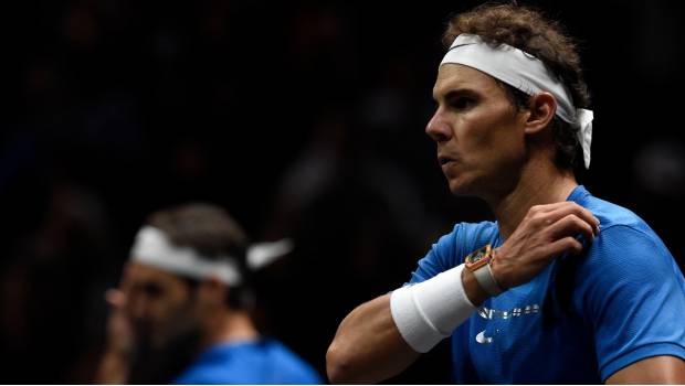 Nadal durante una partida de dobles.