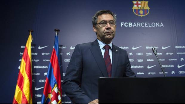 Josep Maria Bartomeu en conferencia de prensa.