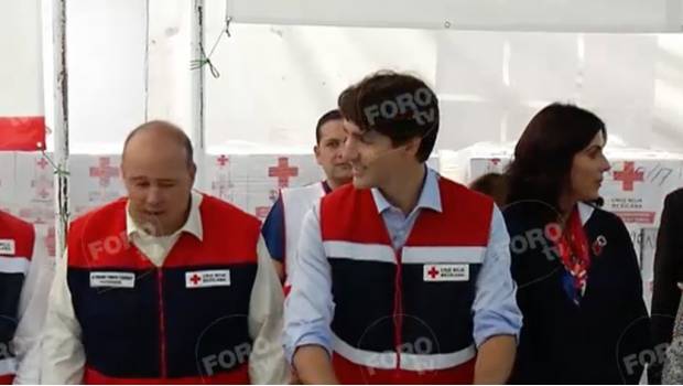 Trudeau visita centro de acopio de Cruz Roja en Polanco. Noticias en tiempo real