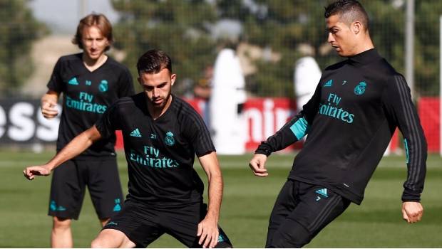 Cristiano Ronaldo en entrenamiento.