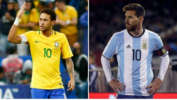 Neymar y Messi, símbolos de Brasil y Argentina respectivamente.