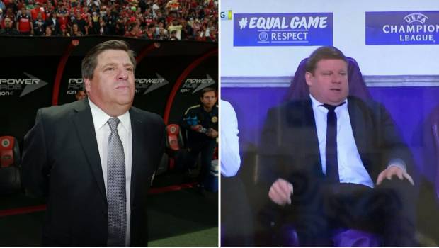 Herrera y Vanhaezebrouck  en sus respectivos banquillos.