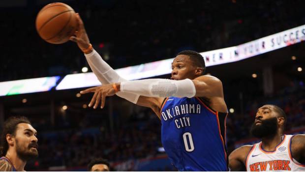 Russell Westbrook consiguió su primer triple doble de la temporada 