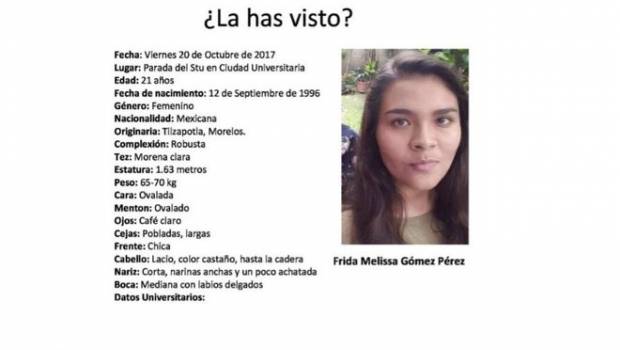 Frida Melissa Gómez Pérez. Desaparición.