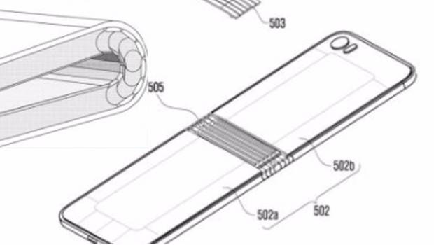 Bocetos de un teléfono plegable de Samsung.