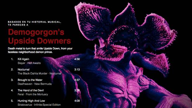 La lista de reproducción del Demogorgon en Spotify.