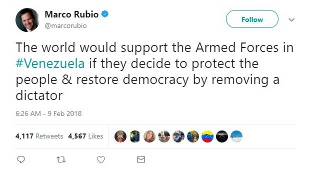 El senador Marco Rubio insinúa que apoyaría un golpe de estado en Venezuela. Noticias en tiempo real