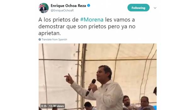 VIDEO: Enrique Ochoa Reza llama “prietos” a seguidores de Morena en Tabasco. Noticias en tiempo real