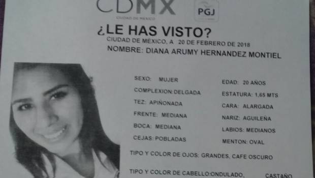 Buscan a Diana Arumy Hernández, desaparecida en Iztapalapa. Noticias en tiempo real