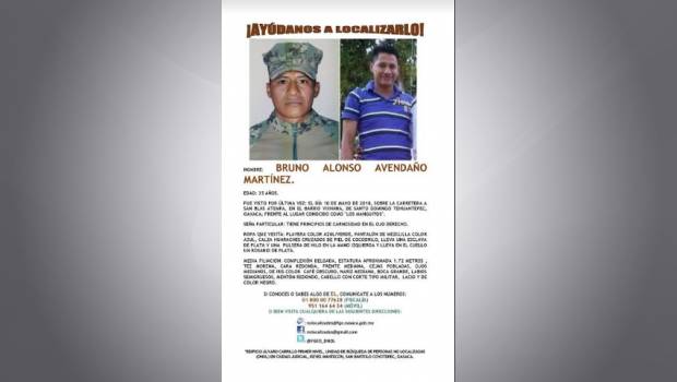 Bruno Alonso Avendaño:  Desaparece en Oaxaca. Noticias en tiempo real