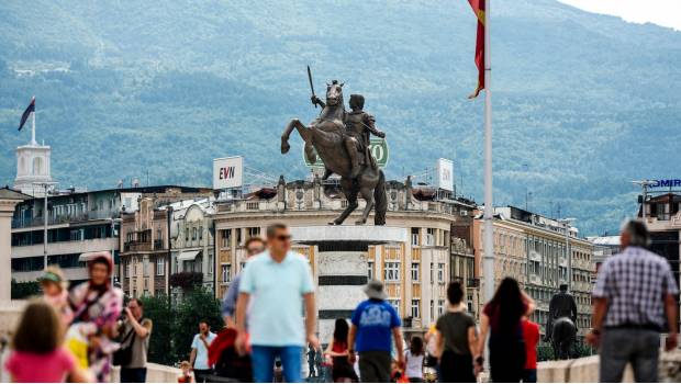 Skopje Monumento a Alejandro Magno en Skopje, la capital de Macedonia.