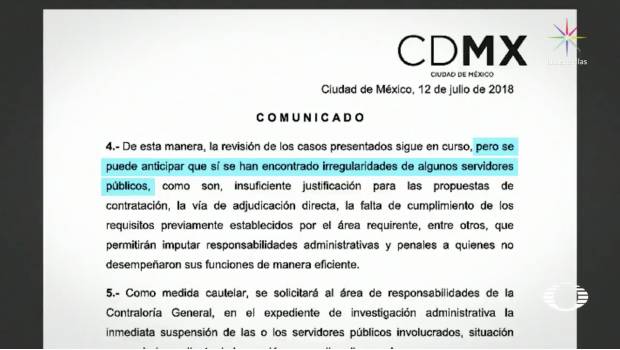 Contraloría confirma irregularidades en adjudicación de contratos millonarios en CDMX. Noticias en tiempo real