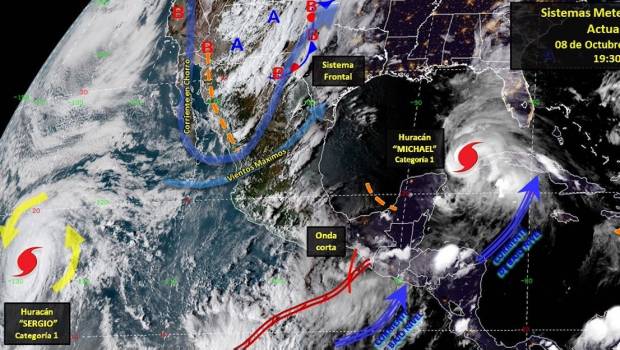 SMN pronostica lluvias en todo el país debido a frente frío y huracán Michael. Noticias en tiempo real