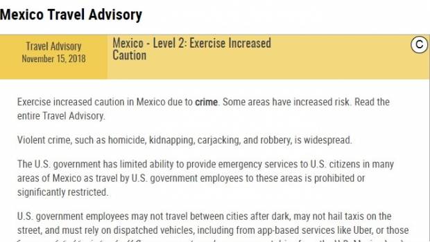 Estados Unidos actualiza alerta de viaje a México. Noticias en tiempo real