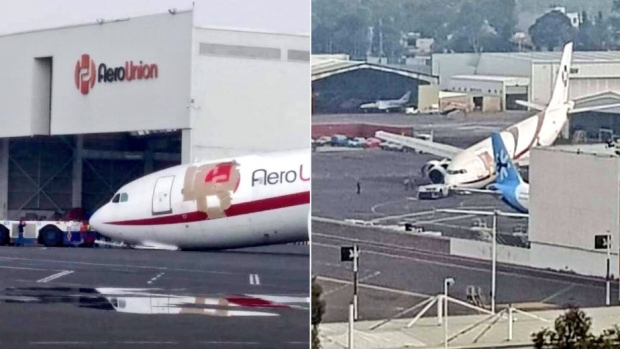 Avión se impacta en asfalto tras perder tren de aterrizaje en el AICM. Noticias en tiempo real