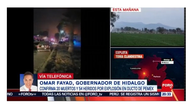 Reportan 20 muertos y 54 heridos tras explosión de toma clandestina en Tlahuelilpan. Noticias en tiempo real
